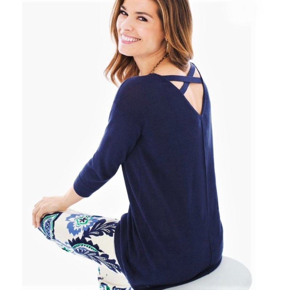 Chico's Cross Back V-Neck Pullover